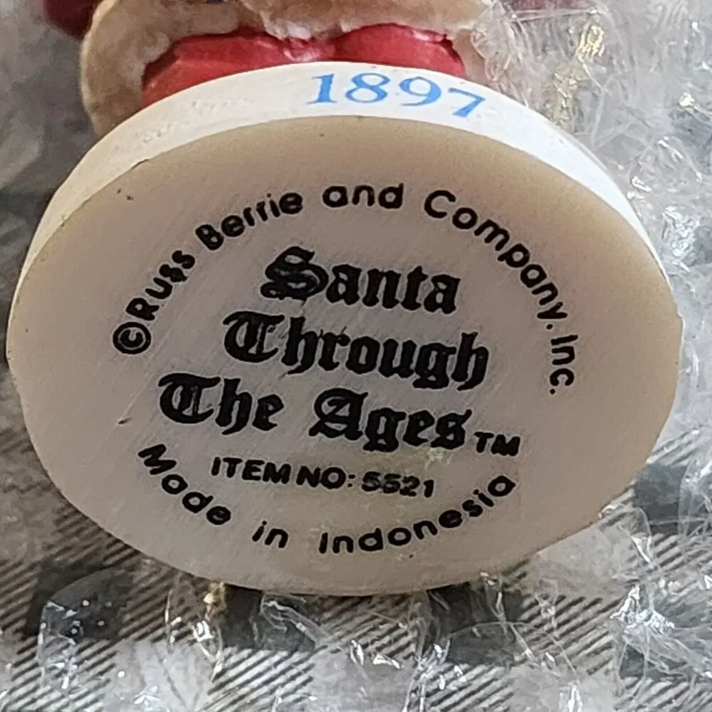 VINTAGE RUSS SANTA THROUGH THE AGES SCULPTSTONE ORNAMENT YEAR 1897